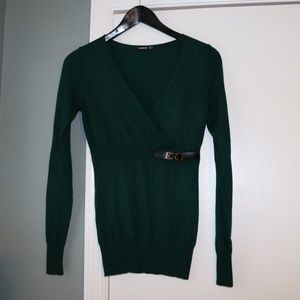 PattyBoutik cross sweater with buckle